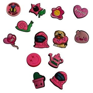 Croc Jibbitz Shoe Charms Neon Pink Cartoon Cute Preppy Girly Accessories